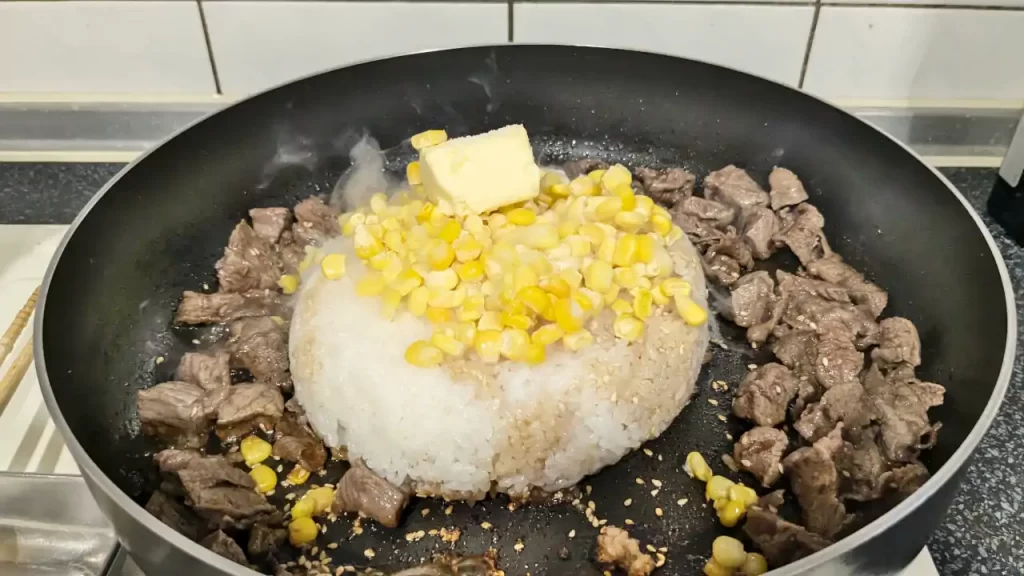 手作りの牛肉チャーハン