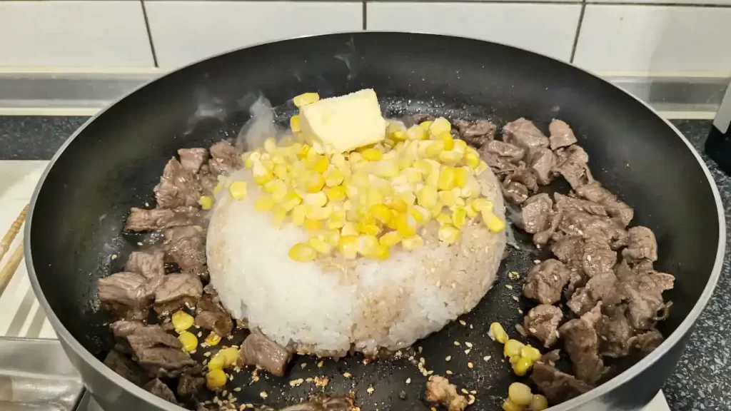 手作りの牛肉チャーハン